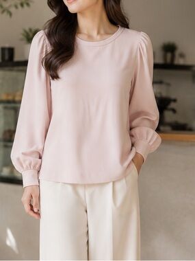 LOFT Pink Puff Long Sleeve Blouse